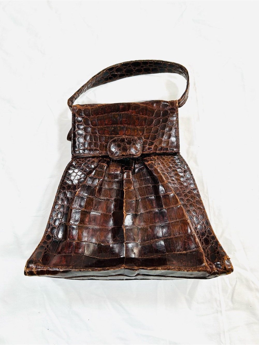 Vintage Unbranded Brown Genuine Alligator Handbag